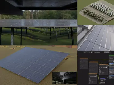 Solar Module Field Table Low-poly 3D model