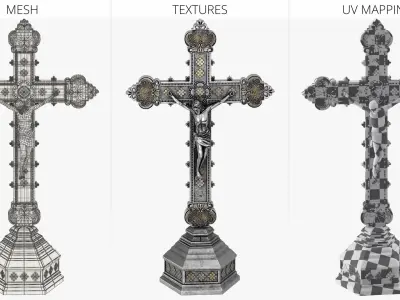  Decorative Tabletop Crucifix with Jesus Christ Silver 