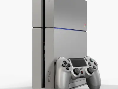 Sony PlayStation 4 with Stand 20th Anniversary Edition Low-poly 3D model