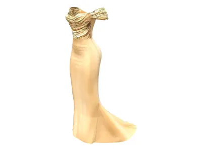 Off Shoulder Mermaid Tail Gown Low-poly 3D model