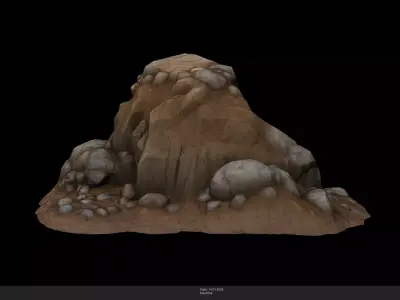 Stylized Dirt Mound Game Ready - AI Low-poly 3D model
