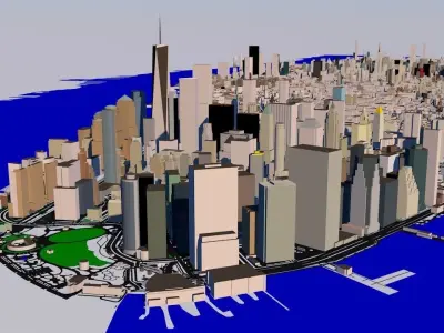 New York Manhattan 10x15km 3D City Map 3D model
