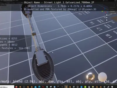 Street Light 1 Galvanized 7000mm 2F Low-poly 3D model