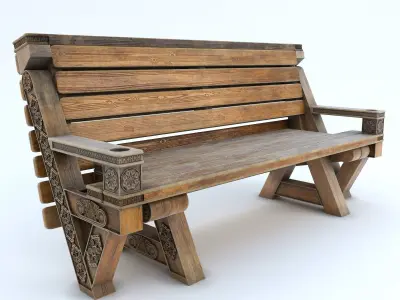Transformer bench table with carving 3D model