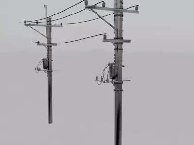 realestic street wire pole  Low-poly 3D model