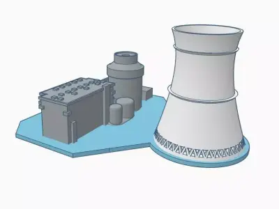 AP1000 with cooling tower 3D print model