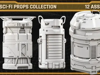 SCI-FI Props Collection BARRELS 3D model