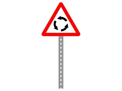 roundabout road sign with curve 3D model