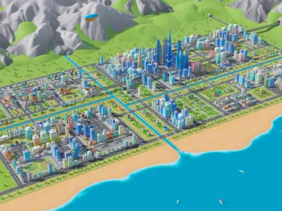 City 1 Low-poly 3D model