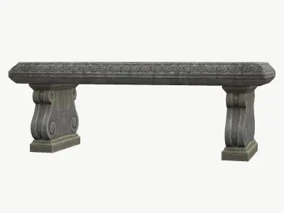 Stone Bench PBR Game Ready Low-poly 3D model