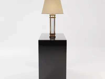 Modern table and lamp Low-poly 3D model
