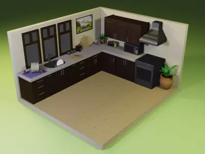 stylized kitchen Free 3D model