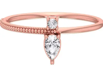 Solitaire Women Light Weight Pear Stone Band Ring 3D print model