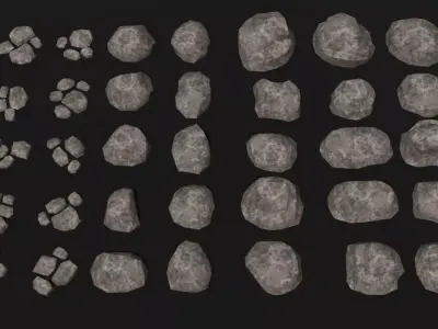 PSX - PS1 - Rocks Pack - Low Poly Low-poly 3D model