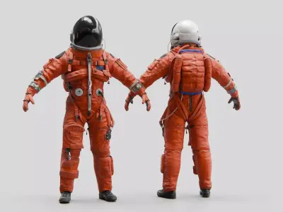Orange ACES Spacesuit Low-poly 3D model