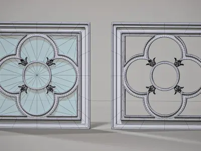 Highpoly Square Gothic Window Type5 3D model
