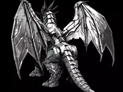 Mecha Dragon Cybernetic Armored Beast Highpoly Game 3D print model