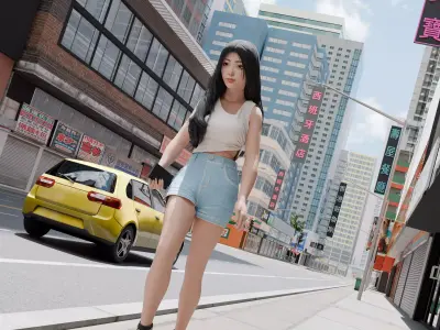 Asian City Low-poly 3D model