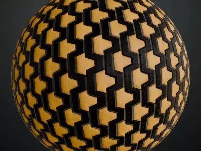 Yellowish Sci-fi Wall PBR Seamless Texture