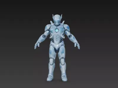 Advanced Blue Power Armor Futuristic Sci-Fi Exoskeleton 3D Model 3D model