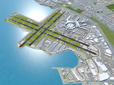 San Francisco International Airport 10km Low-poly 3D model
