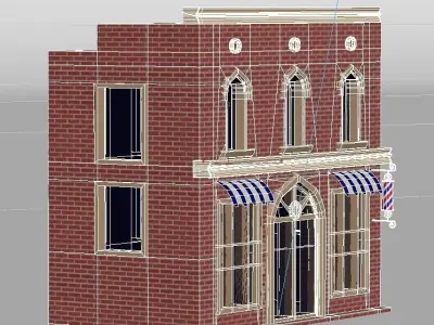 Barbershop brick barber shop Low-poly 3D model