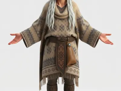 Ancient Tribal Elder Character Rigged and Animated D Model Low-poly 3D model