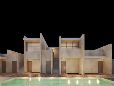 HOTEL modern villa in middle east 3D model