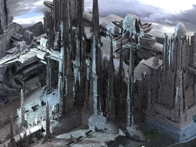 Sci-Fi City winter Advanced Civilization Kit bash  3D model