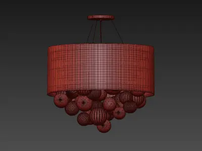 Large Artistic Suspension Lamp Amber Murano from Multiforme 3D model