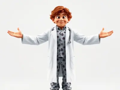 Friendly Animated Doctor D Character Model with Stethoscope a... Low-poly 3D model