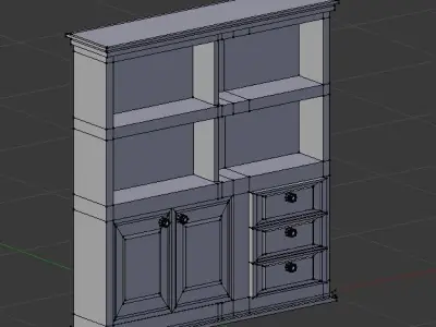 Wooden Book Shelf Architecture  Low-poly 3D model