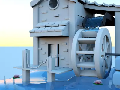 3d mill house model Low-poly 3D model