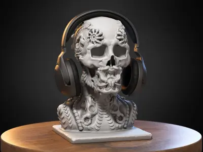 Skull robot dragon Headphone Stand Cyborg skull dragon  3D print model