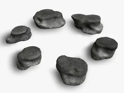 Short Flat Rocks - Rough 1 Low-poly 3D model