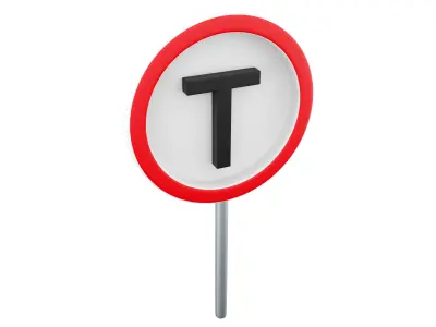 3d  no through road sign  cartoon icon 3D model