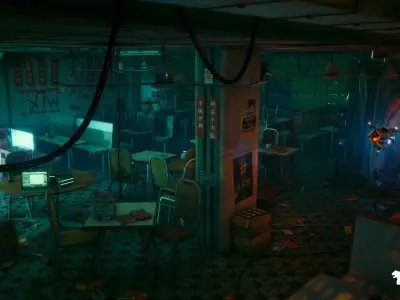 Restaurant Crime Scene Low-poly 3D model