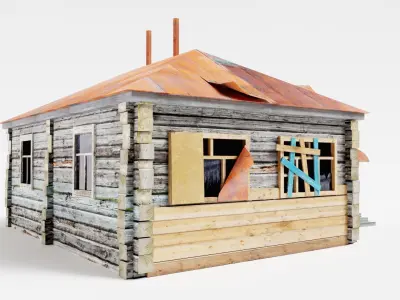 CountryHouseC old damaged as1 Low-poly 3D model