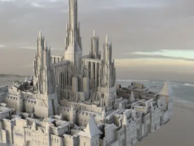 Babylon temple Huge with city garden lower city 3D model