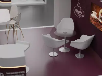 three  dimension 3d  food stall together 3D model