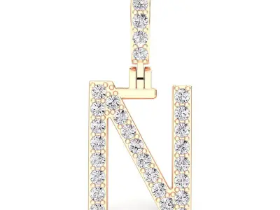 Alphabet N-letter single row pendant 3D print model