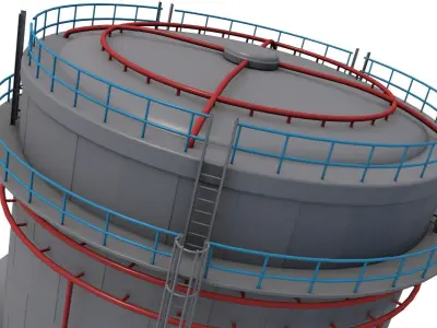 Cylindrical Oil Tank 3D model