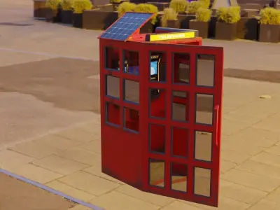 Telephone Booth 3D model and Rigged 3D model