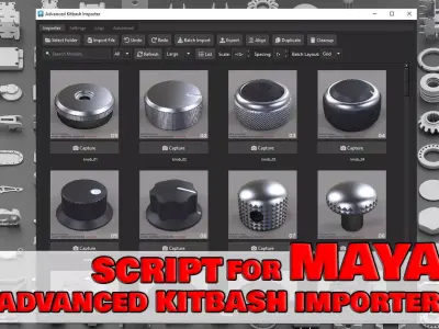 Advanced Kitbash Importer for Maya Low-poly 3D model