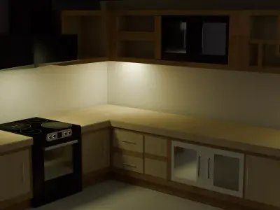 Kitchen Cabinet - Fully functioned - Induction Stove - Modern 3D model