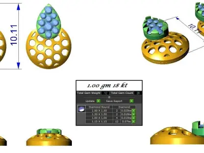 Wire Mesh Light wt Pendant Earrings Set 3dm stl obj mtl gltf  3D print model