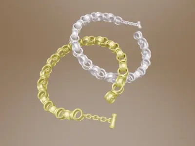 Mens Gold and Silver Bracelet 3D Low-poly 3D model