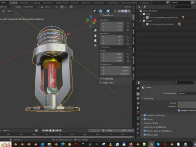 Automatic Fire Extinguishing System Low-poly 3D model