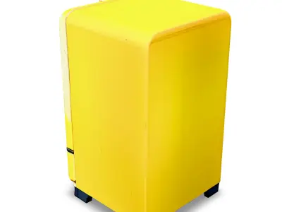 Retro Yellow Refrigerator 3D Model Vintage Style Appliance Low-poly 3D model