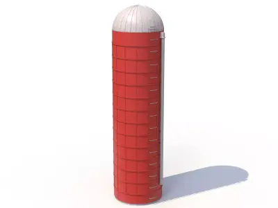 Red Farm Silo PBR Low-poly 3D model